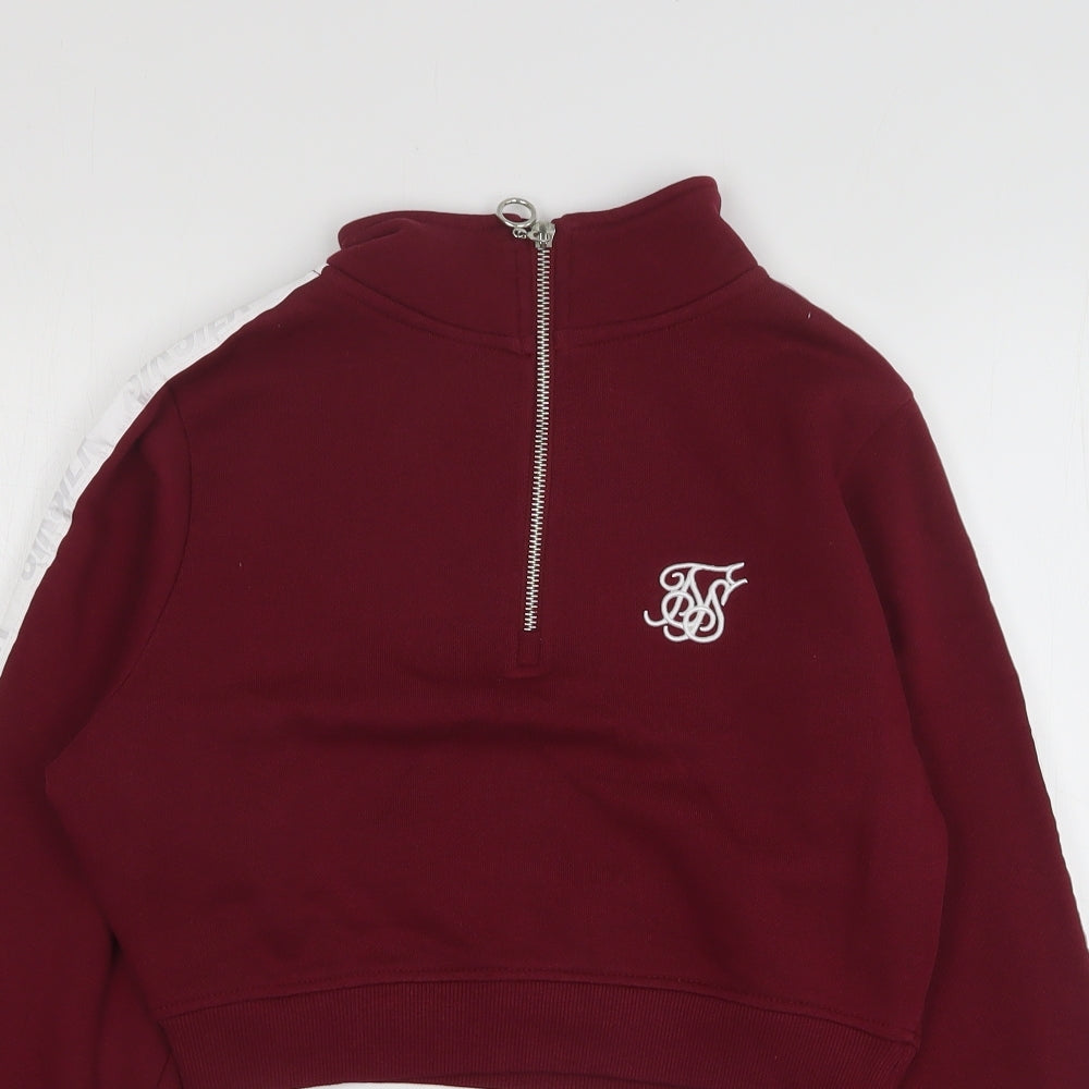 SikSilk Womens Purple  Cotton Pullover Sweatshirt Size 8   - Cropped