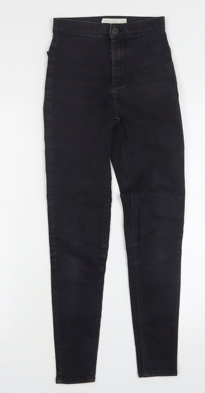Topshop Womens Black  Cotton Skinny Jeans Size 24 in L28 in Regular