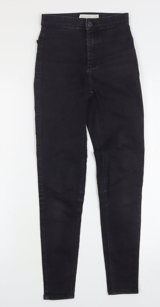 Topshop Womens Black  Cotton Skinny Jeans Size 24 in L28 in Regular