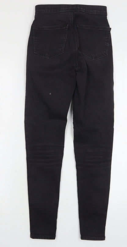 Topshop Womens Black  Cotton Skinny Jeans Size 24 in L28 in Regular