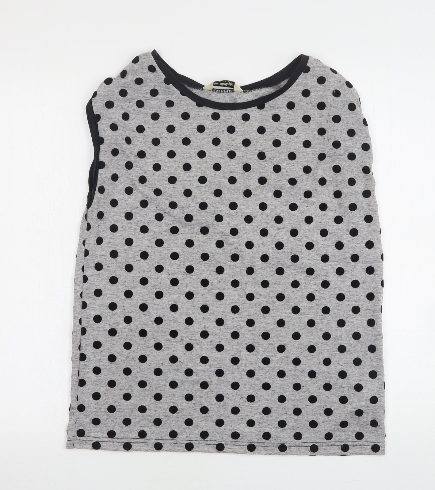 Miss Selfridge Womens Grey Polka Dot Polyester Basic Tank Size 10 Round Neck