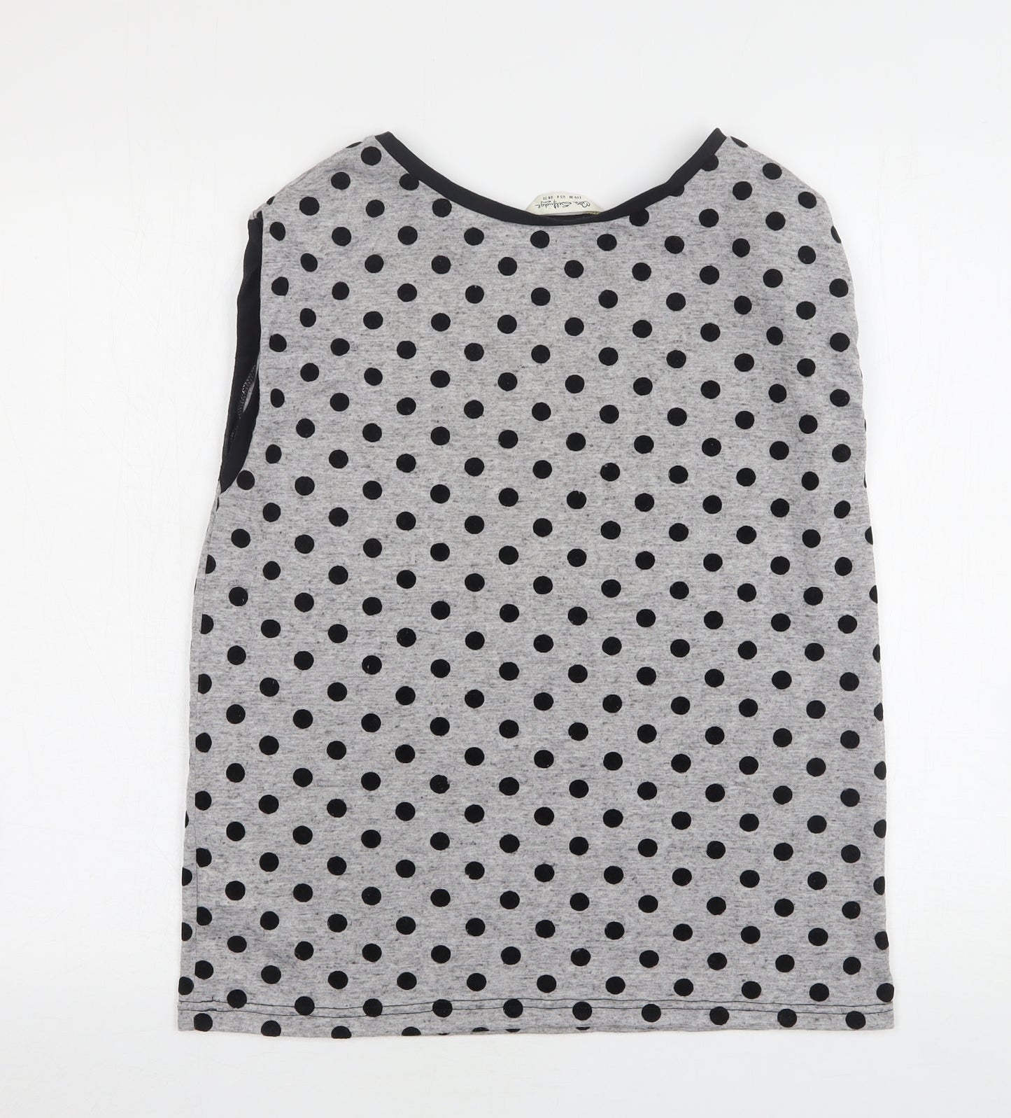 Miss Selfridge Womens Grey Polka Dot Polyester Basic Tank Size 10 Round Neck