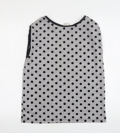 Miss Selfridge Womens Grey Polka Dot Polyester Basic Tank Size 10 Round Neck