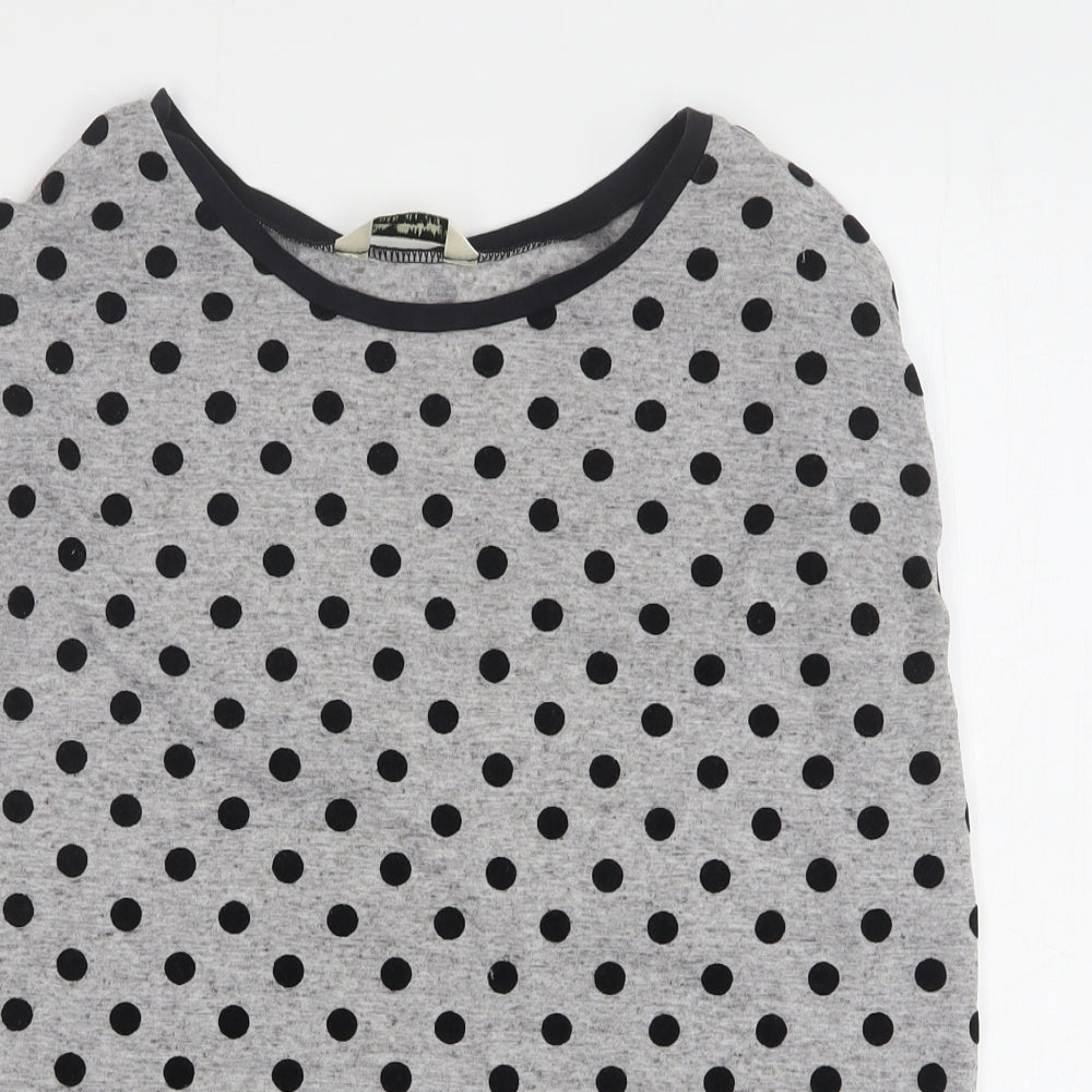Miss Selfridge Womens Grey Polka Dot Polyester Basic Tank Size 10 Round Neck