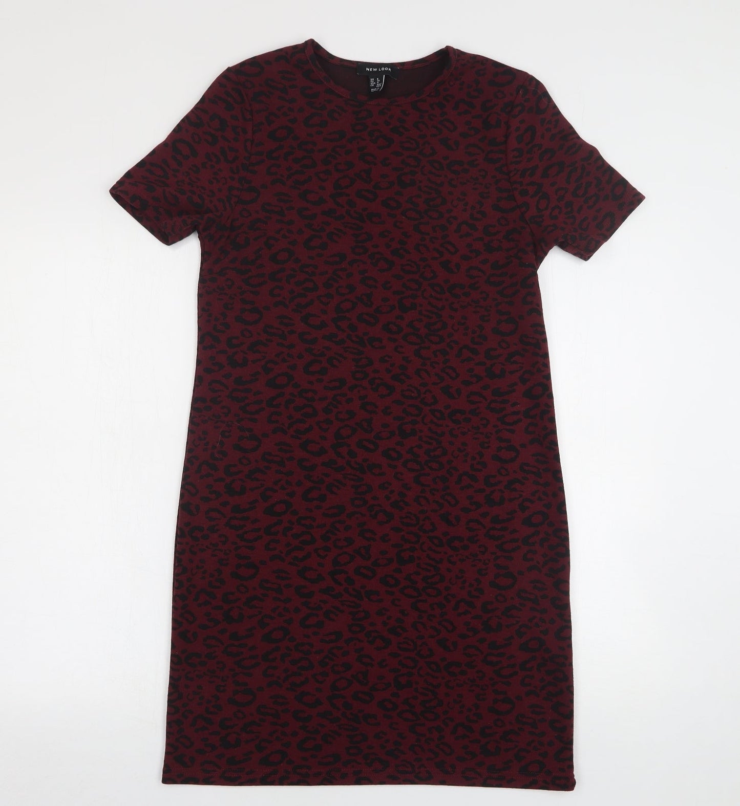New Look Womens Purple Animal Print Polyester Jumper Dress  Size 8  Round Neck