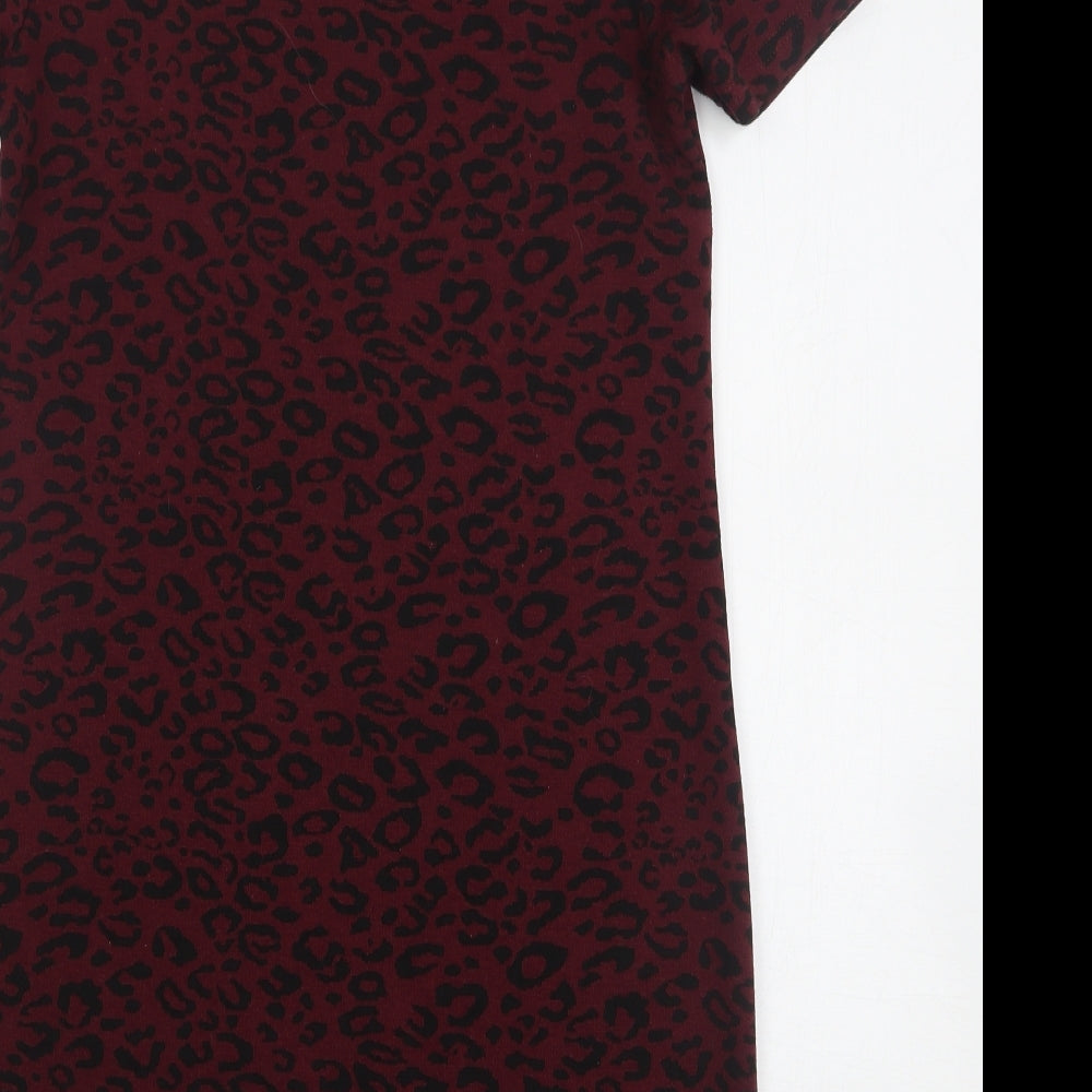 New Look Womens Purple Animal Print Polyester Jumper Dress  Size 8  Round Neck