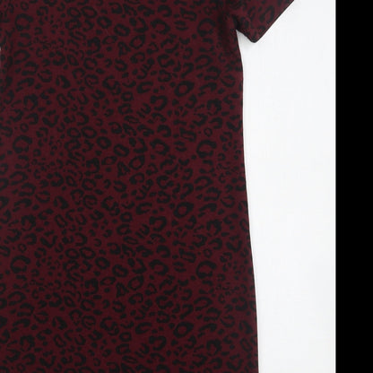 New Look Womens Purple Animal Print Polyester Jumper Dress  Size 8  Round Neck