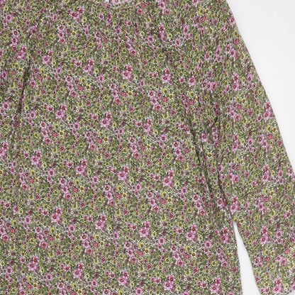 H&M Womens Multicoloured Floral Polyester A-Line  Size XS  Round Neck