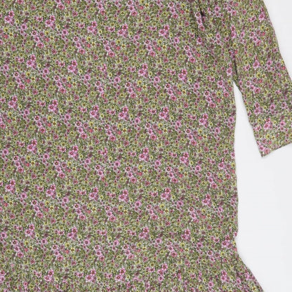 H&M Womens Multicoloured Floral Polyester A-Line  Size XS  Round Neck