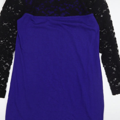 Almost Famous Womens Purple  Acrylic Jumper Dress  Size XL  Round Neck
