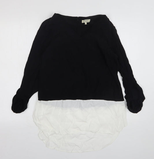 Papaya Womens Black  Viscose Basic Blouse Size 12 V-Neck