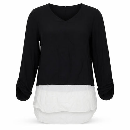 Papaya Womens Black  Viscose Basic Blouse Size 12 V-Neck