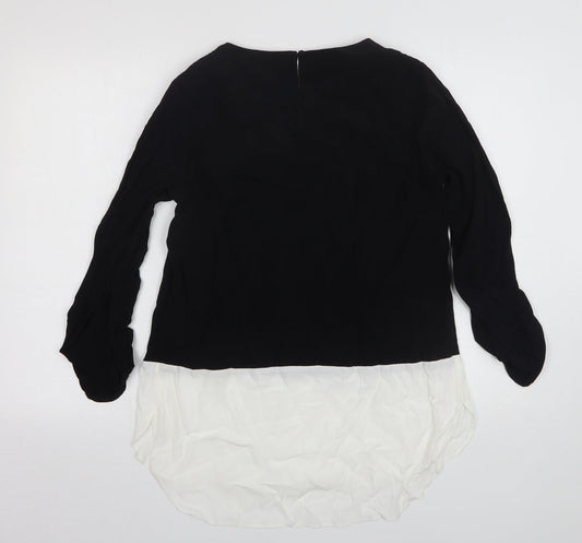 Papaya Womens Black  Viscose Basic Blouse Size 12 V-Neck