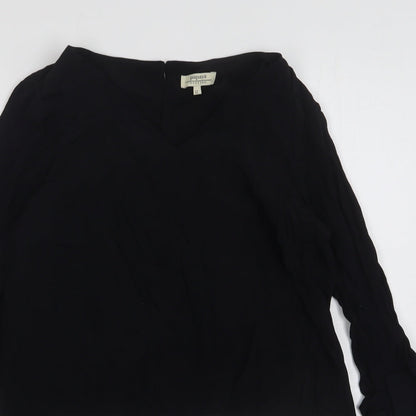 Papaya Womens Black  Viscose Basic Blouse Size 12 V-Neck
