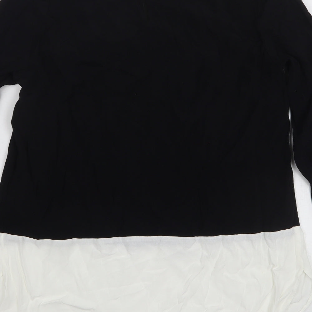 Papaya Womens Black  Viscose Basic Blouse Size 12 V-Neck