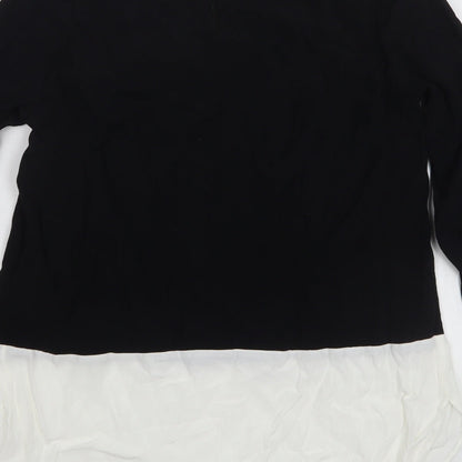 Papaya Womens Black  Viscose Basic Blouse Size 12 V-Neck