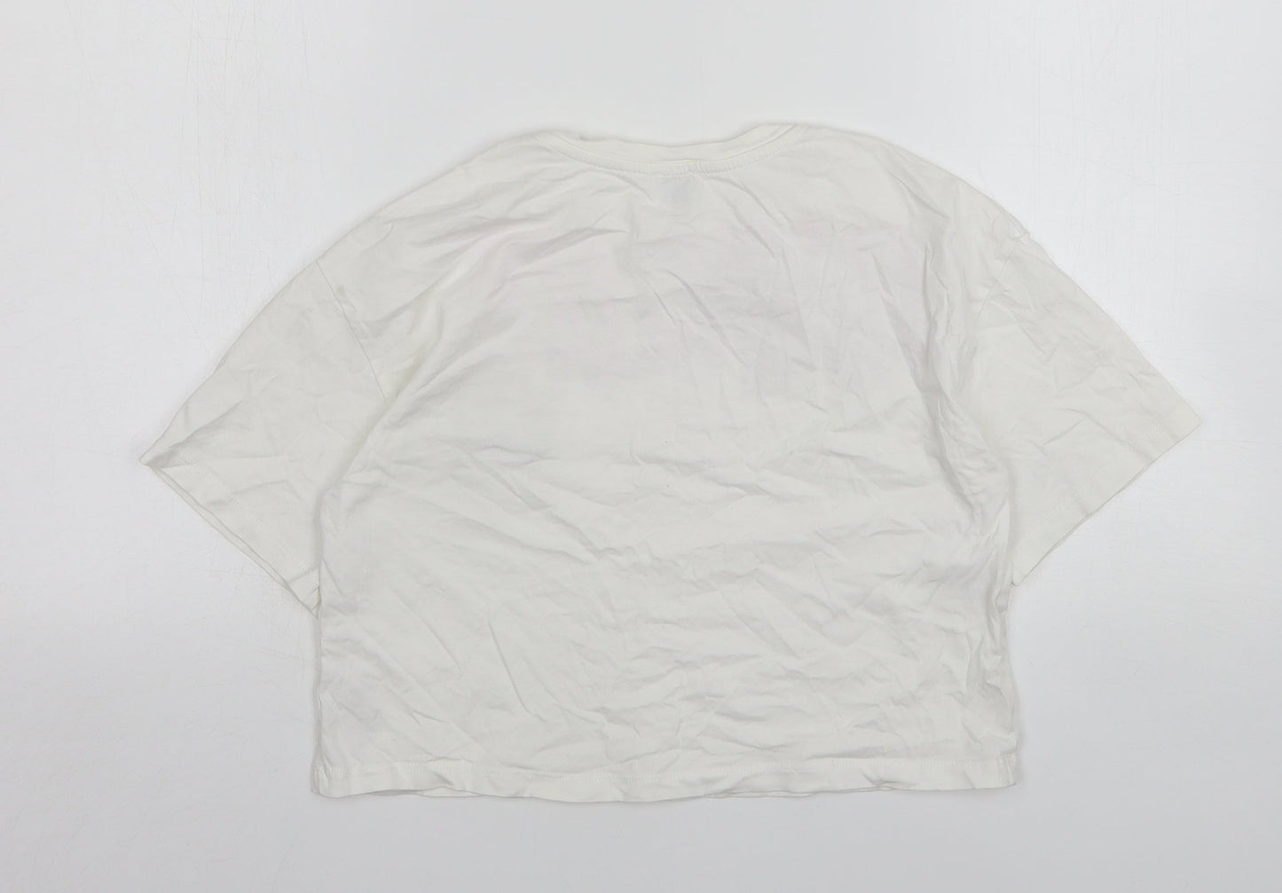 River Island  Girls White  Cotton Cropped T-Shirt Size 11-12 Years Round Neck