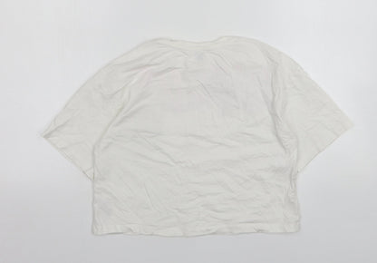 River Island  Girls White  Cotton Cropped T-Shirt Size 11-12 Years Round Neck