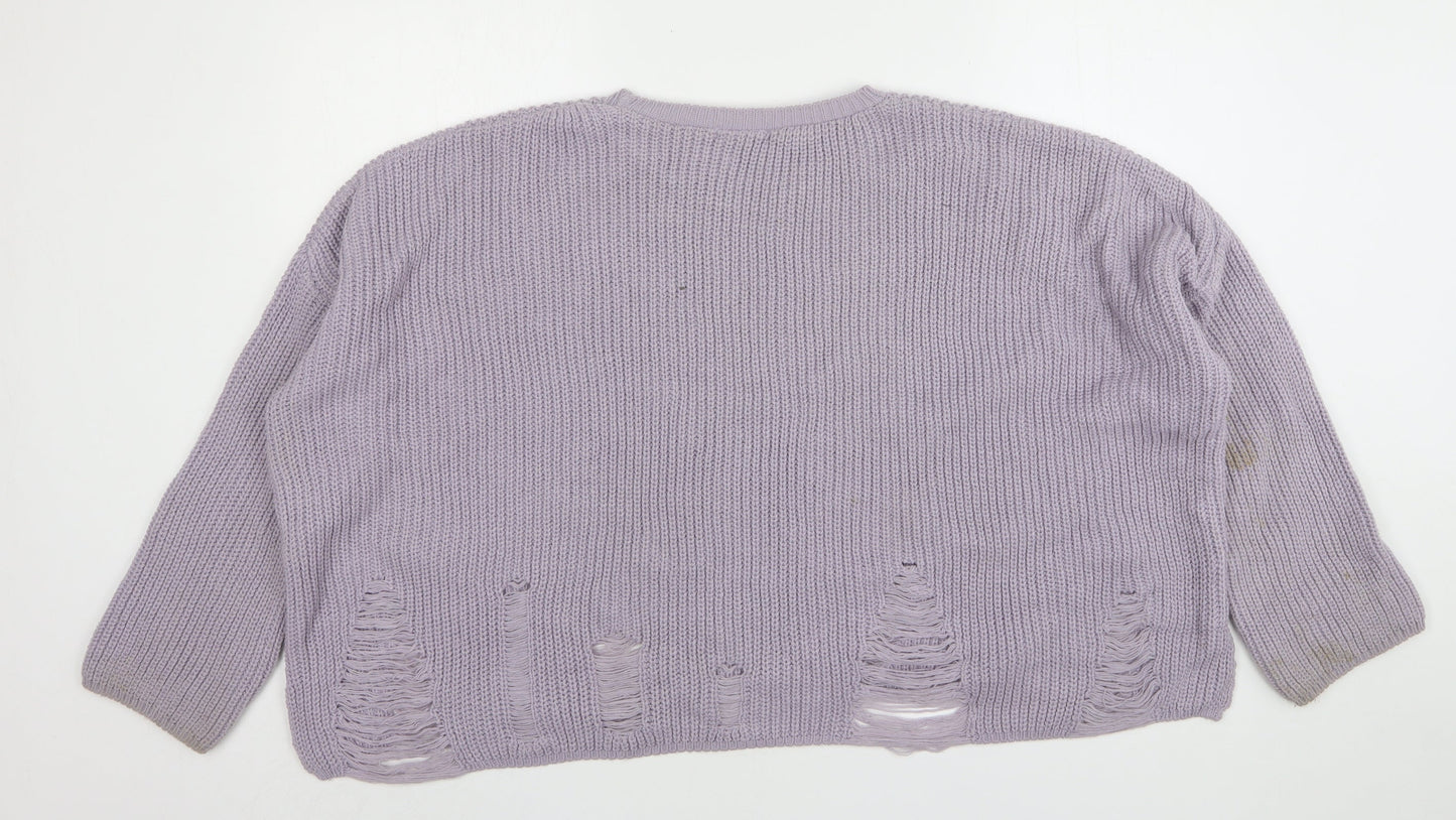 Womens UK Size M New Look Purple Pullover Jumper