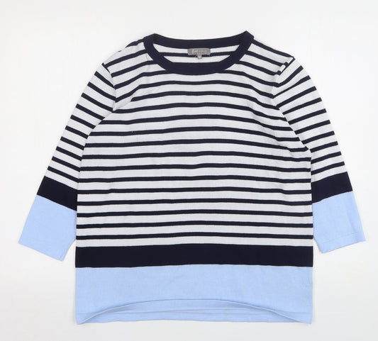 First Avenue Womens Multicoloured Round Neck Striped Polyester Pullover Jumper Size M