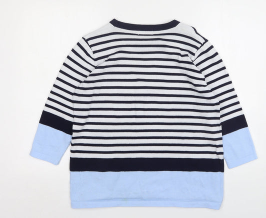 First Avenue Womens Multicoloured Round Neck Striped Polyester Pullover Jumper Size M