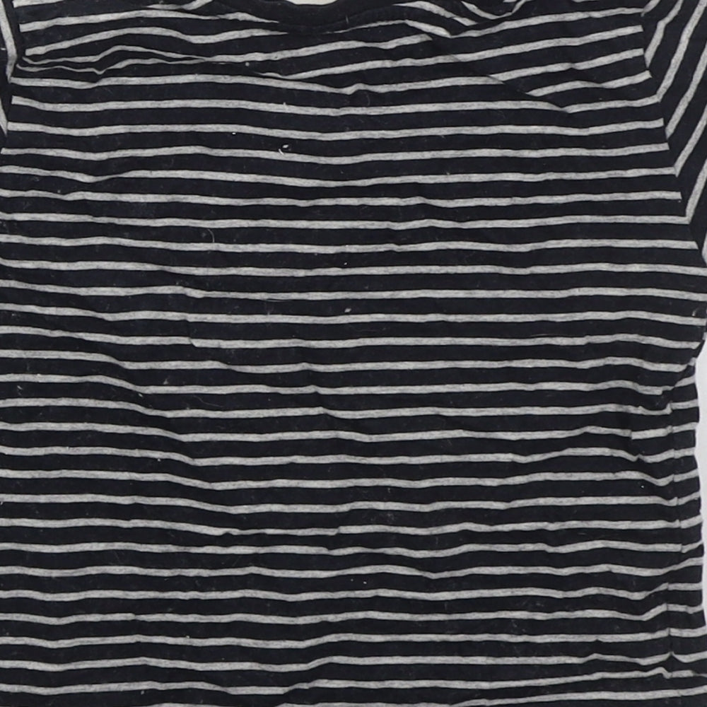 Jeff & Co Boys Grey Striped Cotton Basic T-Shirt Size 18-24 Months Crew Neck Pullover - Always Ready