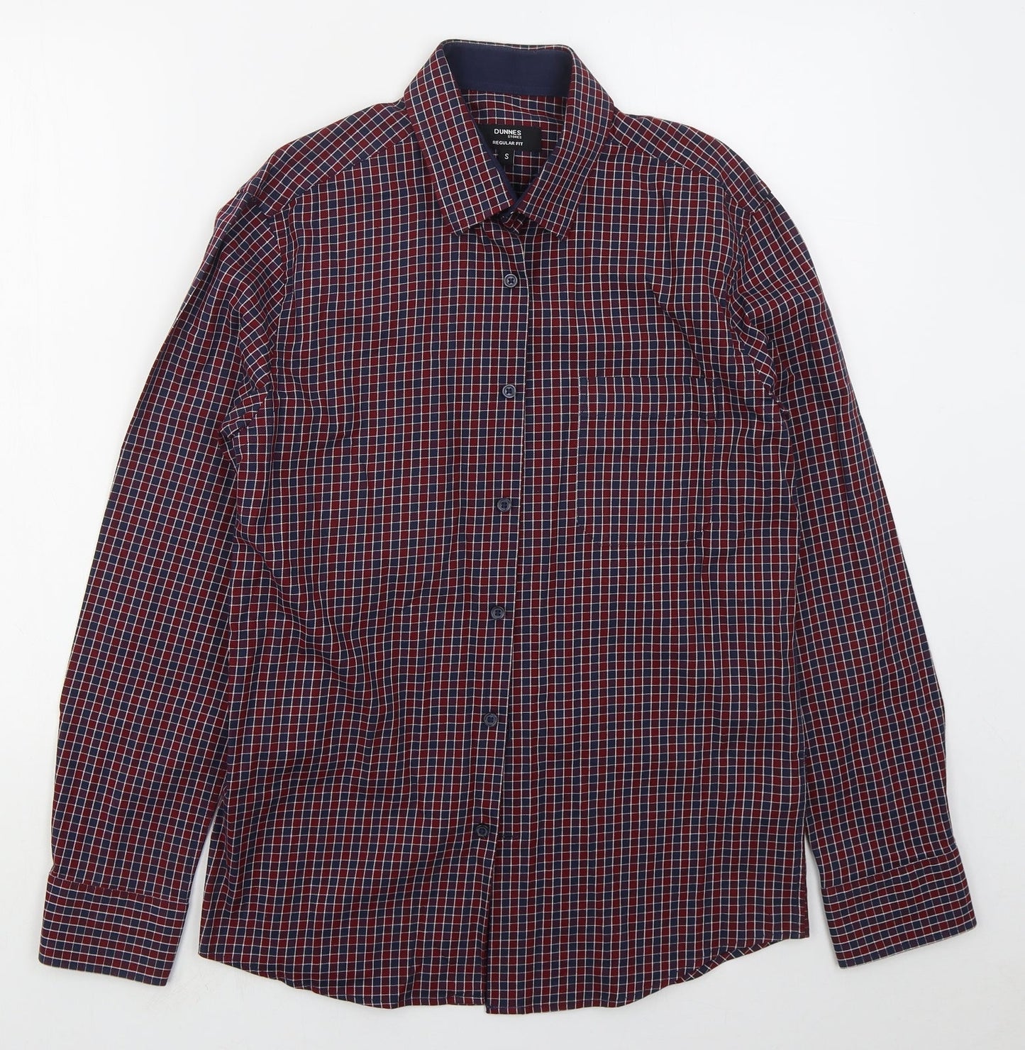 Mens UK Size S Dunnes Red  Button-Up Long Sleeve Casual Shirt