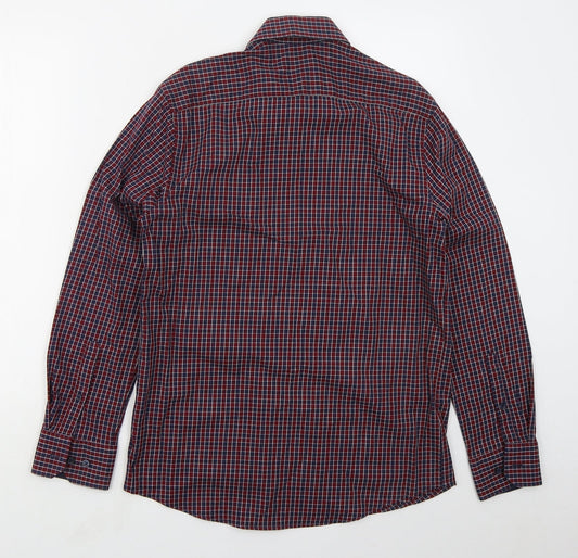 Mens UK Size S Dunnes Red  Button-Up Long Sleeve Casual Shirt
