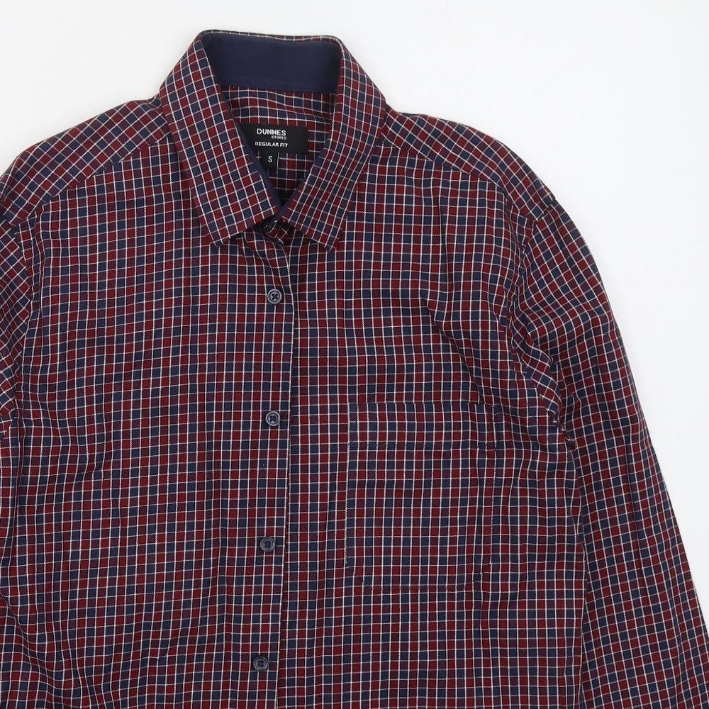 Mens UK Size S Dunnes Red  Button-Up Long Sleeve Casual Shirt