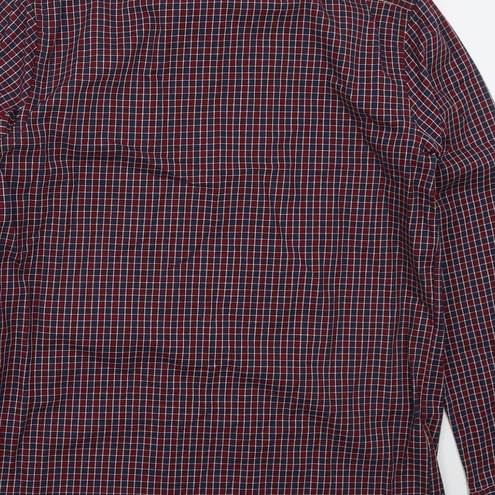 Mens UK Size S Dunnes Red  Button-Up Long Sleeve Casual Shirt