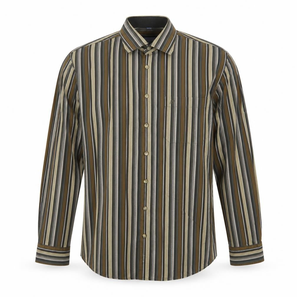 Mens UK Size M Jean Chatel Brown  Button-Up Long Sleeve Casual Shirt