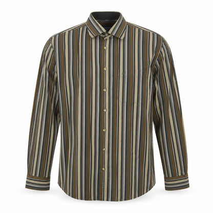 Mens UK Size M Jean Chatel Brown  Button-Up Long Sleeve Casual Shirt
