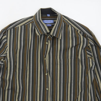 Mens UK Size M Jean Chatel Brown  Button-Up Long Sleeve Casual Shirt