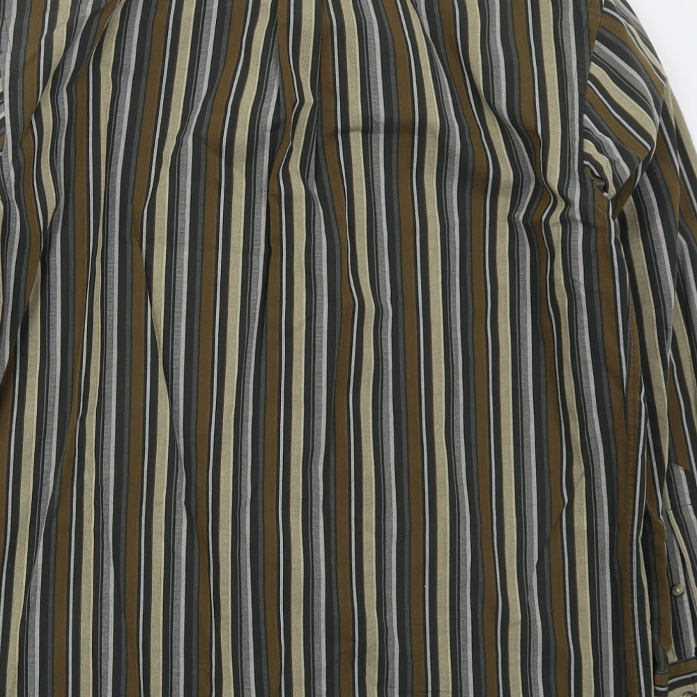 Mens UK Size M Jean Chatel Brown  Button-Up Long Sleeve Casual Shirt
