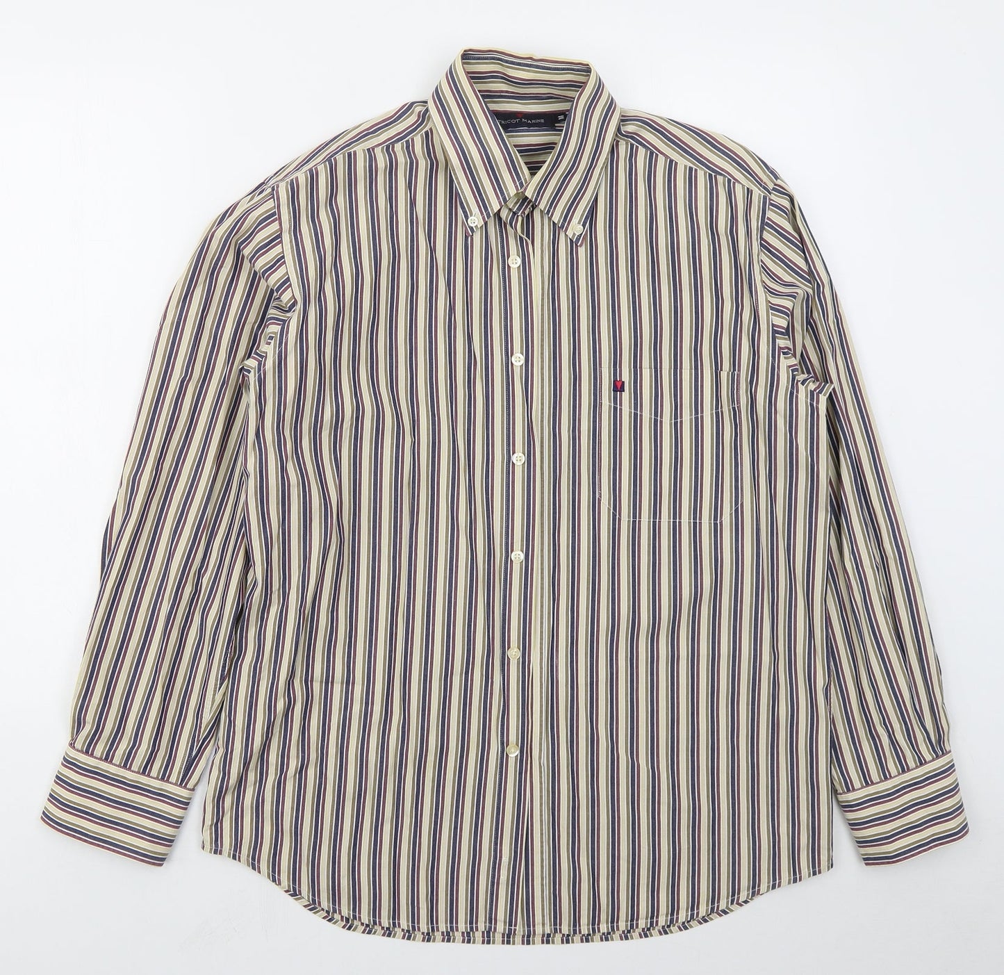 Mens UK Size M Tricot Marine Beige  Button-Up Long Sleeve Casual Shirt