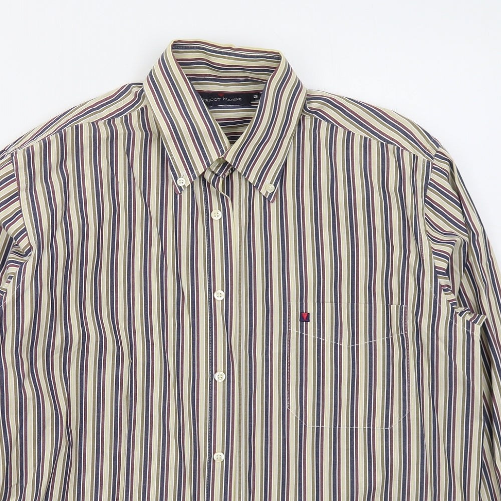 Mens UK Size M Tricot Marine Beige  Button-Up Long Sleeve Casual Shirt