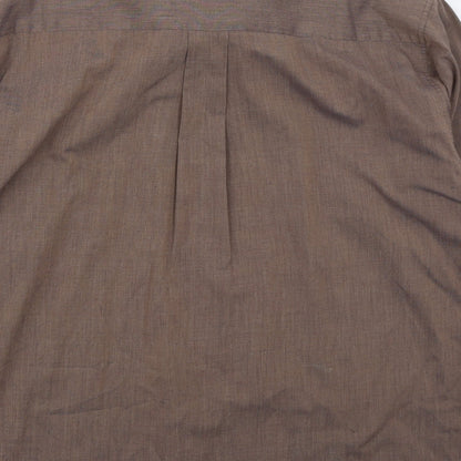 Mens UK Size 15.5 Double TWO Brown  Button-Up Long Sleeve Casual Shirt