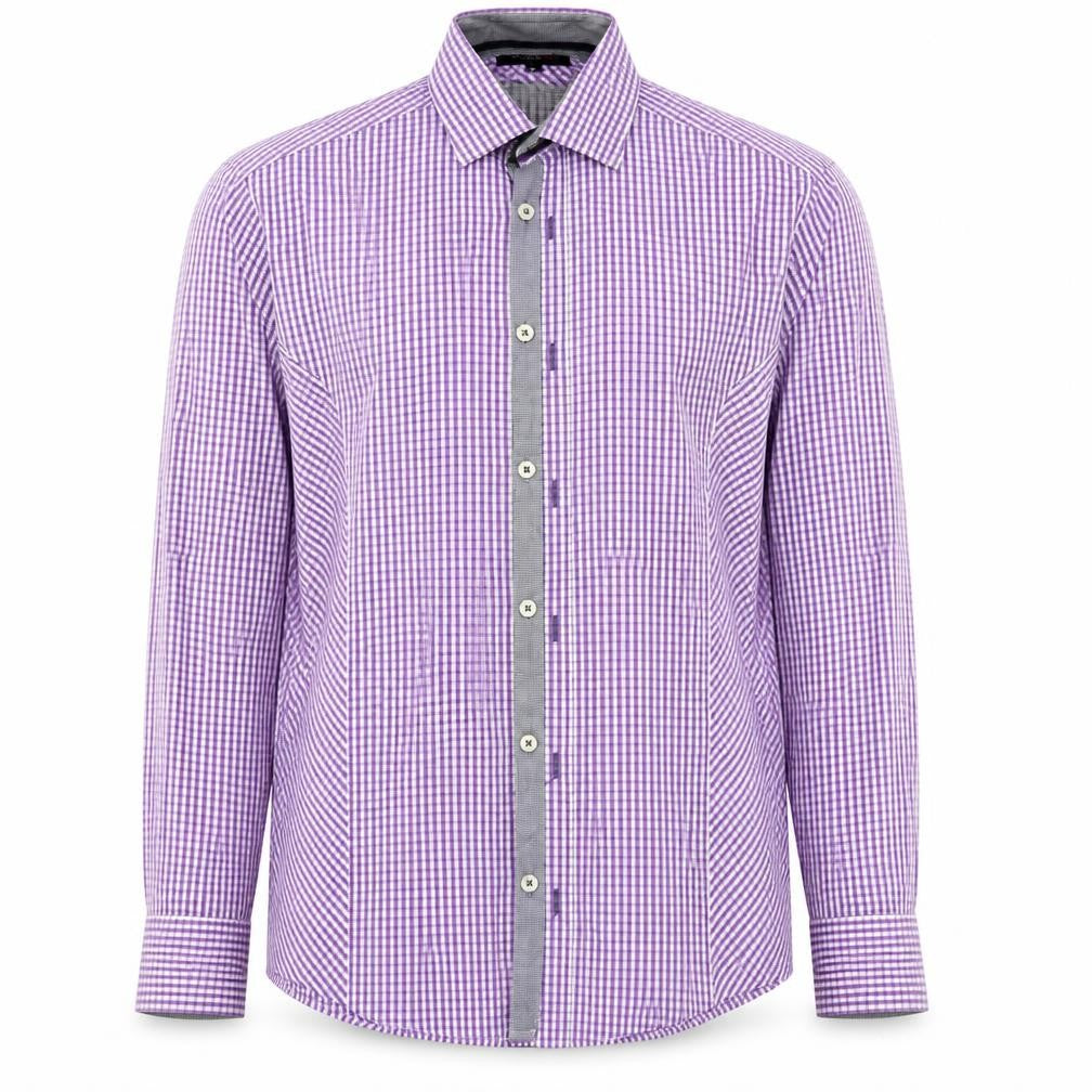 Mens UK Size M REMUS Purple  Button-Up Long Sleeve Casual Shirt