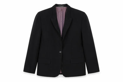 Simon Jersey Womens Black  Polyester Jacket Suit Jacket Size 14