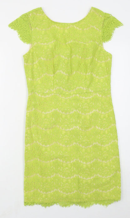 Darling Womens Green  Nylon Pencil Dress  Size M  Round Neck Zip
