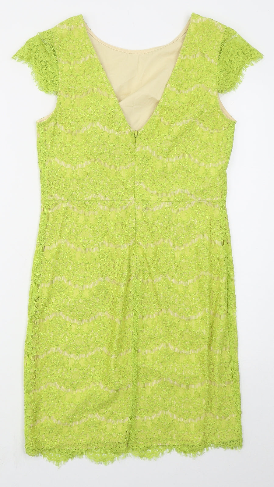 Darling Womens Green  Nylon Pencil Dress  Size M  Round Neck Zip