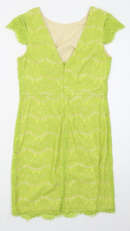 Darling Womens Green  Nylon Pencil Dress  Size M  Round Neck Zip