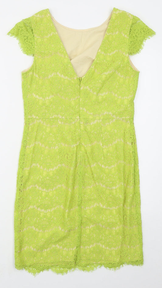 Darling Womens Green  Nylon Pencil Dress  Size M  Round Neck Zip