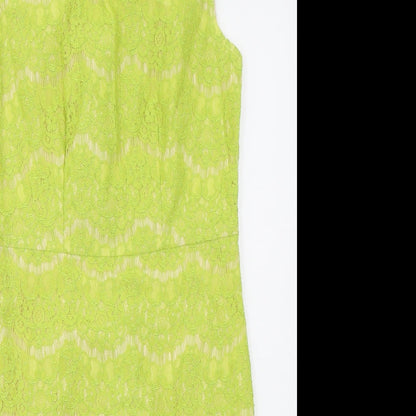Darling Womens Green  Nylon Pencil Dress  Size M  Round Neck Zip