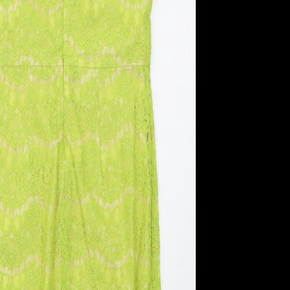 Darling Womens Green  Nylon Pencil Dress  Size M  Round Neck Zip