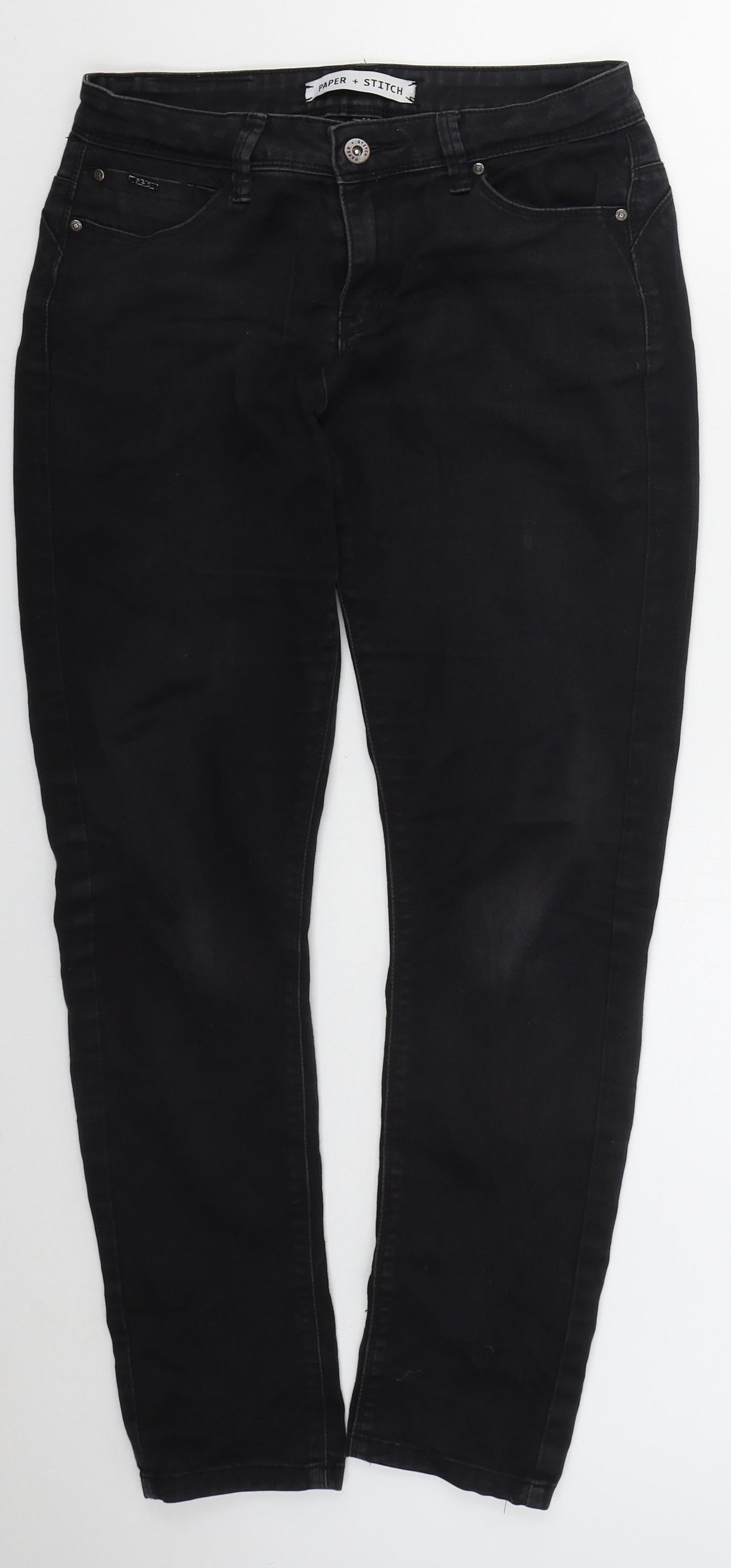 Paper + Stitch Womens Black  Cotton Skinny Jeans Size 30 in L29 in Regular Button