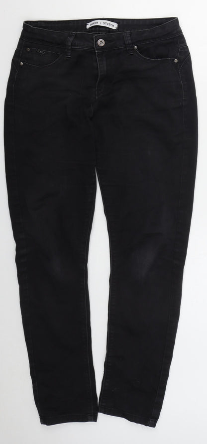 Paper + Stitch Womens Black  Cotton Skinny Jeans Size 30 in L29 in Regular Button