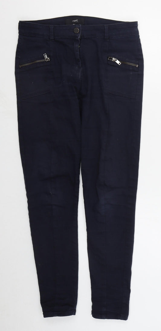 NEXT Womens Blue  Cotton Skinny Jeans Size 10 L28 in Regular Button