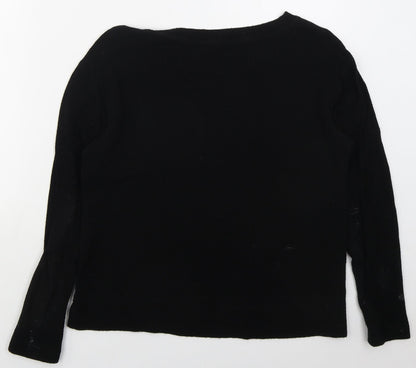 EVELIN BRANDT Womens Black Boat Neck  Viscose Pullover Jumper Size 12