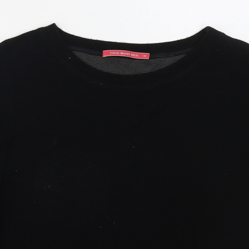 EVELIN BRANDT Womens Black Boat Neck  Viscose Pullover Jumper Size 12